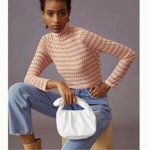MAEVE Sheer Mesh Mock Turtleneck Size XS